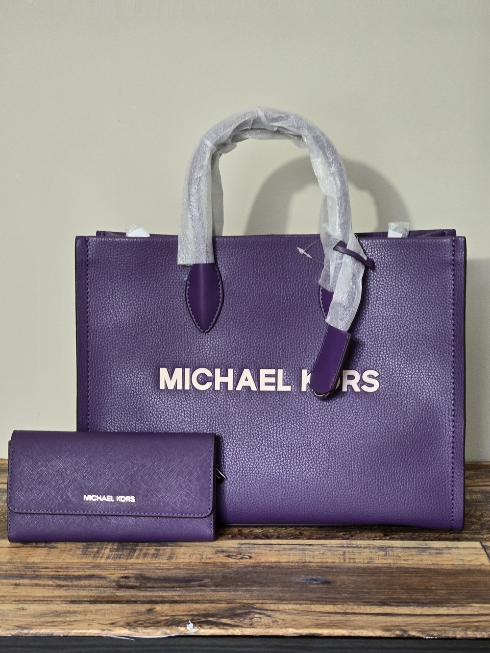 Michael Kors Mirella Pebble Leather Tote And Wallet